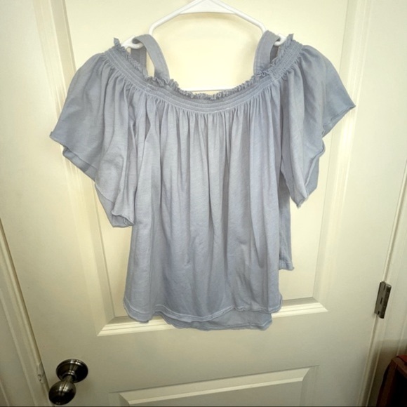 Free People Darling Off The Shoulder Knit Blouse Blue S - Picture 9 of 17